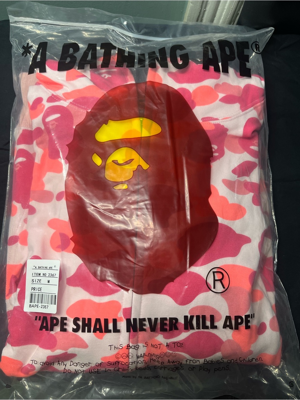 Bape Pink Camo Zip-Up Sweater with Ape Head Graphic